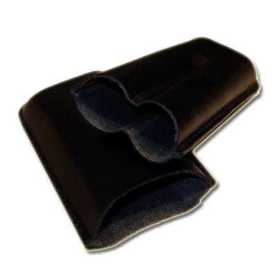 Plain Leather Cigar Case - Two Robusto (Black)