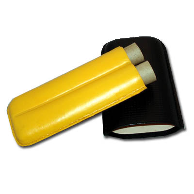 Black and Yellow  - Two Robusto/Corona cigar case (6234)