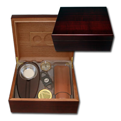 Cherrywood Humidor Gift Set - 50 cigar capacity