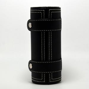 Black Cylinder Leather Cigar Case with Cedar Lining