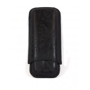 Leather Black/Brown Cigar Case - 2 Cigar Capacity