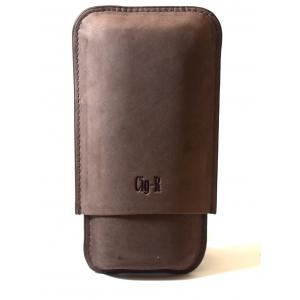 Chacom CIG-R Brown Leather 2 Finger Cigar Case - Fits 2 Cigars