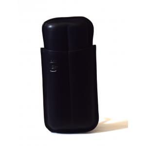 Chacom CIG-R Black Leather 2 Finger Cigar Case - Fits 2 Cigars Up To 64 Ring Gauge