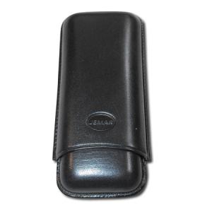 Jemar Leather Cigar Case - Large Gauge - Two Cigars - Black