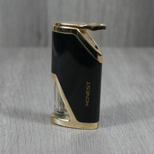 Honest Calder Turbo Jet Lighter - Glossy Black and Gold (HON06)