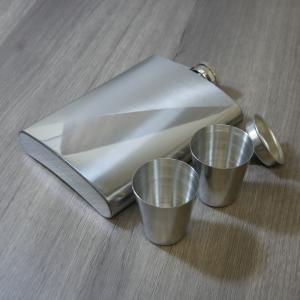 Honest 9oz Chrome Flask & 2 Cup Gift Set