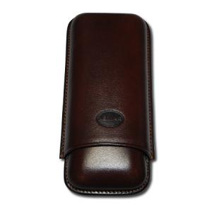 Jemar Leather Cigar Case - Large Gauge - Two Cigars - Brown