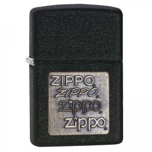 Zippo - Black Crackle Gold Zippo Logo - Windproof Lighter