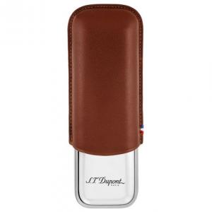 ST Dupont Leather Double Cigar Case Metal Base - Brown
